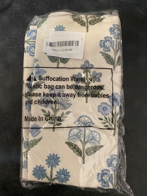 Photo 1 of Floral Pillow Covers 18x18 Set of 2 Blue Green Block Print Throw Pillow Cases Vintage Flower Pattern Pillowcases Spring Summer Rustic Outdoor Cushion Covers for Farmhouse Sofa Couch Decor