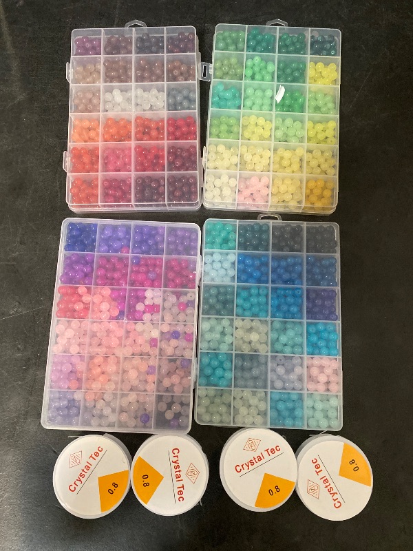 Photo 1 of Funtopia 3524pcs Glass Beads Bracelet Making Kit, 4 Types 96 Colors 6mm Glass Beads for Bracelets, Round Crystal Beads for Jewelry Making Necklace Earrings DIY Crafts
