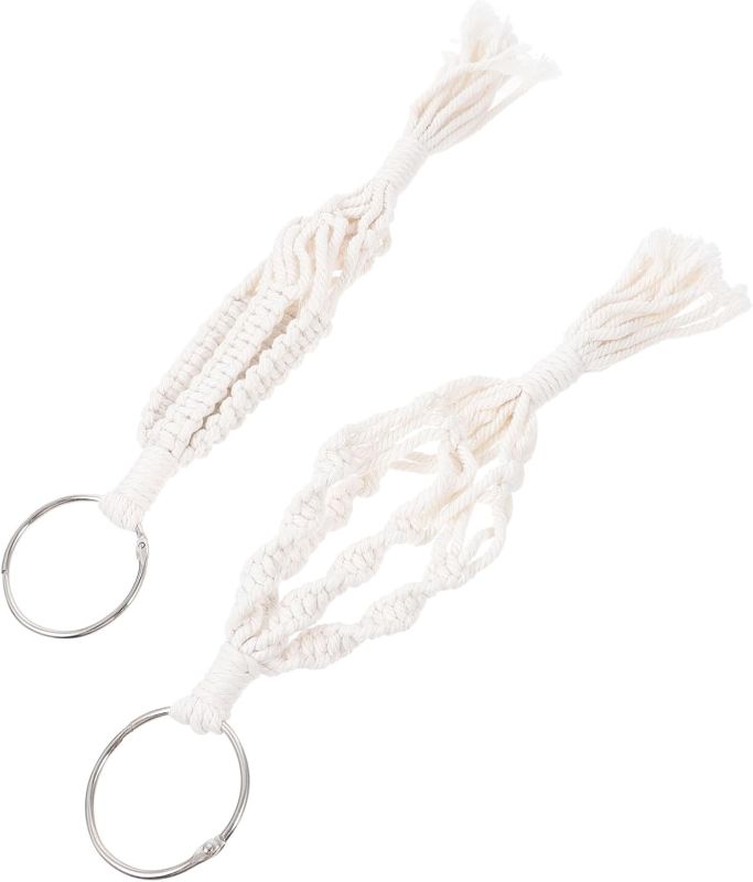 Photo 1 of 2pcs Hanging Flowerpot Holder Decorative Flowerpot Net Basket Rope Tassel Design for Plants Gardening Hanger for Home Decor