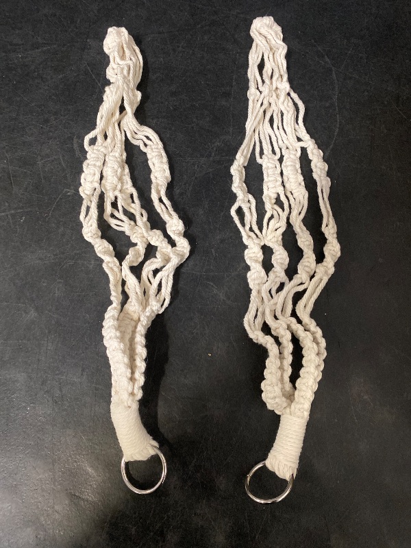 Photo 1 of 2pcs Hanging Flowerpot Holder Decorative Flowerpot Net Basket Rope Tassel Design for Plants Gardening Hanger for Home Decor