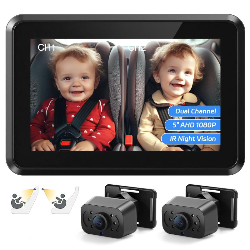 Photo 1 of Itomoro Baby Car Mirror, HD Dual Channel with 2 IR Night Vision Camera, Easy 5 Min Installation for Rear Facing Seat