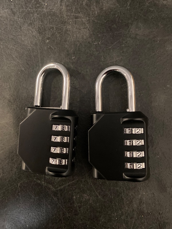 Photo 1 of Combination Lock, 4 Digit Padlock for School Gym Sports Locker, Fence, Toolbox, Case, Hasp Cabinet Storage (2 Pack, Black)