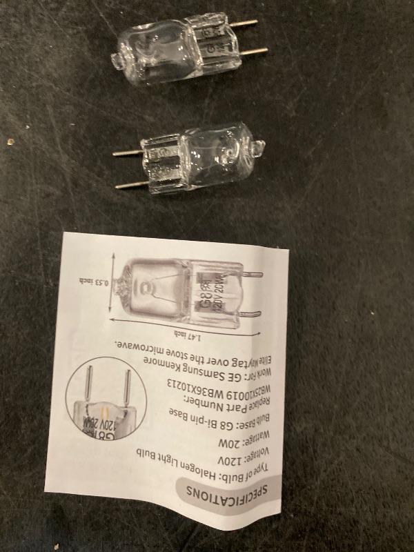 Photo 1 of Halogen Light Bulb Fits for GE Samsung Kenmore Elite Maytag Over the Stove Range Microwave, Night Light/Stove Light Bulb for GE microwave, Replaces WB25X10019, 2Pack