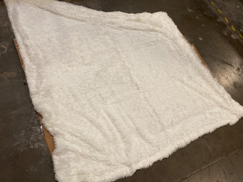 Photo 1 of Soft Fluffy Bedroom Rugs, 6' x 6" Feet Indoor Shaggy Plush Area Rug for Boys Girls Kids Baby College Dorm Living Room Home Decor Floor Carpet, Cream White