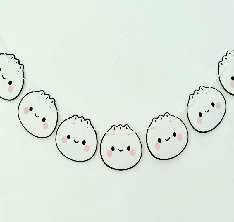 Photo 1 of Little Dumplings Banner - Dumpling Themed Birthday Decor,Gender Reveal Sign Decorations,Food Baby Shower Party Supplies (Dumpling Banner)