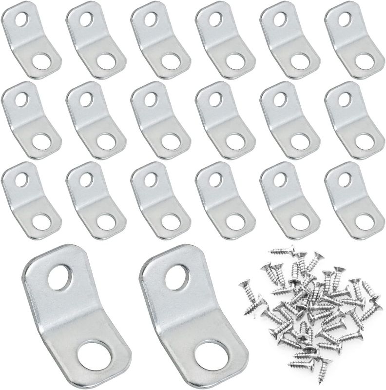 Photo 1 of 20PCS 135 Degree Corner Brackets Zinc Electro-Plate Finish Iron Sheet Corner Joint Shelf Brackets Furniture Hardware with Screws Corner Braces