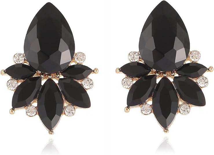 Photo 1 of Vintage Rhinestone Earrings Fancy Crystal Cluster Drop Earrings Art Deco Earrings for Women