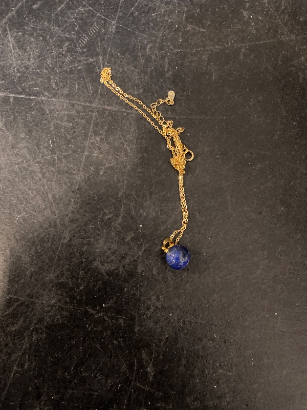 Photo 1 of Lapis Lazuli Crystal Pendant Necklace for Women with Adjustable 925 Sterling Silver Gold-Plated Chain December Birthstone Necklace