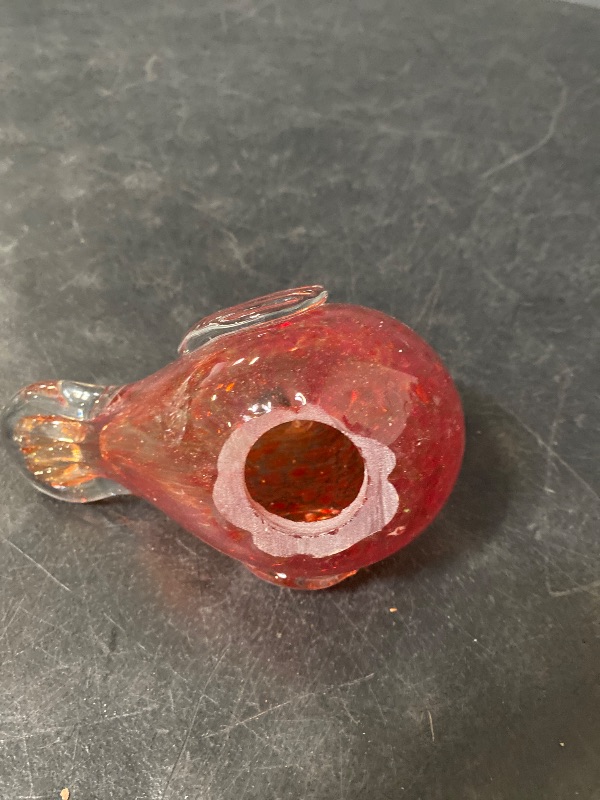 Photo 1 of Coloured Glaze Art Red Dove Sparrow Bird Glass Figurine Handmade Blown Glass Paperweights Gift for Birthday Home Decor Table Ornament for Stand
