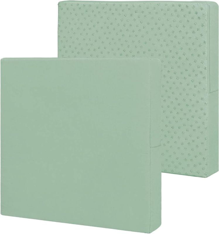 Photo 1 of Easy-Going Waterproof Patio Cushion Covers 24x24x4 inch 2 Pack Replacement Non-Slip Outdoor Seat Cushion Slipcover with Zipper. Greyish Green