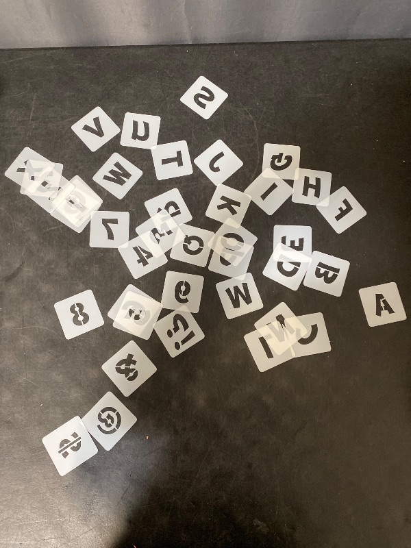 Photo 1 of 12 Inch Letter and Number Stencils, 40 Pcs Reusable Plastic Alphabet Spray Paint Stencils for Painting on Wood, Wall, Fabric, Rock, Chalkboard, Door Porch, Signage, DIY Craft Decoration