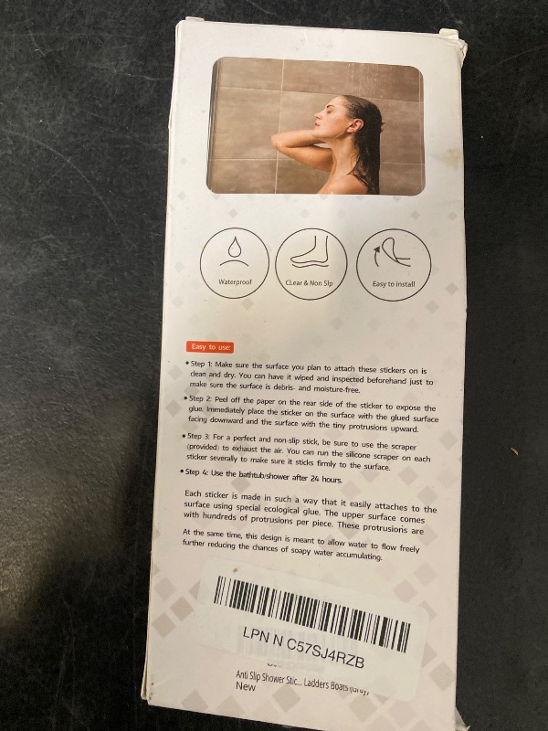Photo 1 of USA Patented Anti Slip Shower Stickers 24 PCS Safety Bathtub Strips Adhesive Decals with Premium Scraper for Bath Tub Shower Stairs Ladders Boats (Gray)