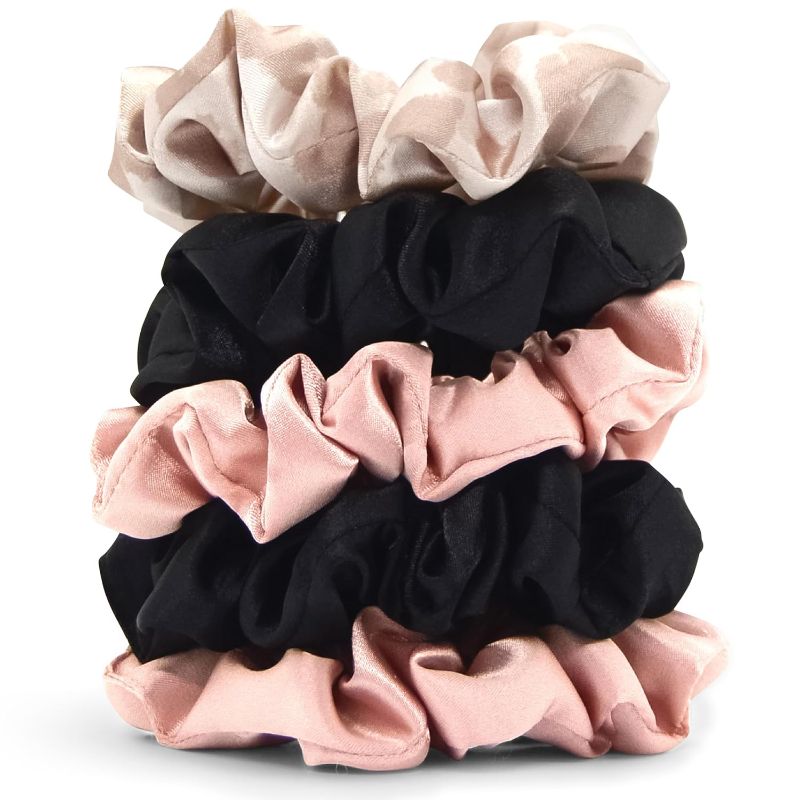 Photo 1 of Satin Scrunchies for Women - Softer Than Silk Scrunchies | Hair Ties No Damage for Frizz-Free Sleep | Perfect for Day or Night Hair Accessories | Ideal Gifts for Women - Assorted, 5pcs