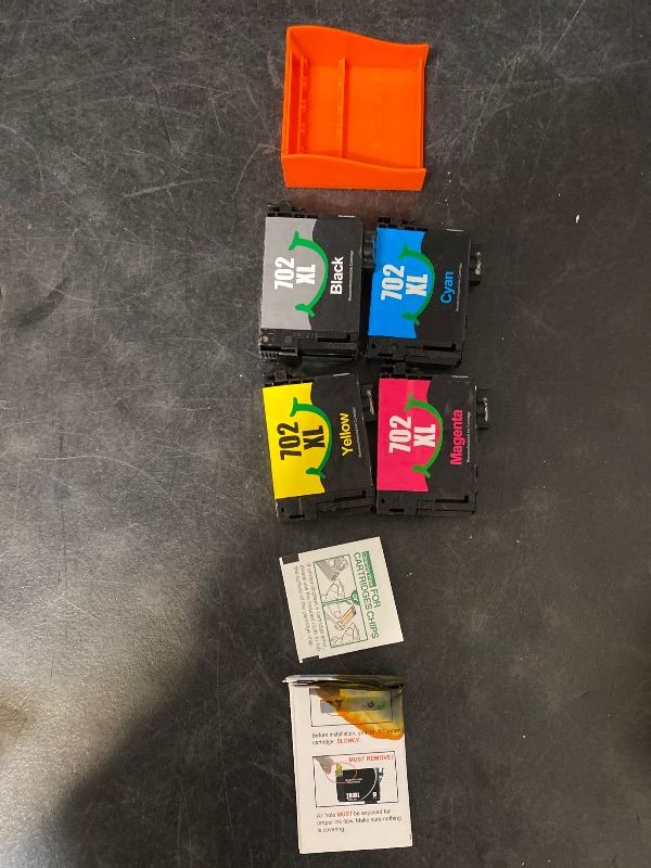 Photo 1 of Uniwork 702XL 702 XL 702 Ink Cartridges Remanufactured Ink High Yield Replacement for Epson 702XL 702 702 XL T702XL use with Pro WF-3720 WF-3730 WF-3733 Printer (Black Cyan Magenta Yellow, 4 Pack)
