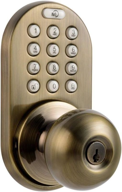 Photo 1 of MiLocks DKK-02AQ Electronic Touchpad Entry Keyless Door Lock, Antique Brass