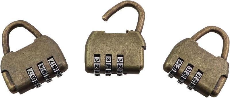 Photo 1 of 3PCS Mini Antique Combination Padlock Vintage Handbag Shaped Lock for Cabinets Drawers Trunks Small Lockers Jewellery Boxes Antique Bronze