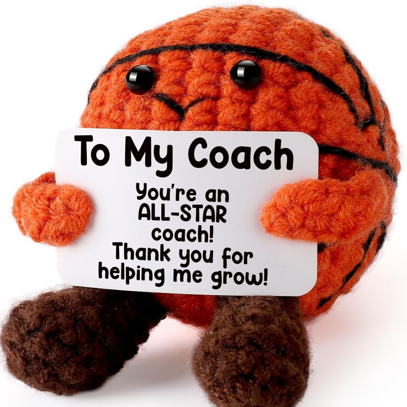 Photo 1 of Basketball Coach Appreciation Gift - Thank You Gifts for Basketball Coach, Cool Handmade Crochet Basketball Present for Retirement Birthday Christmas - Thank You for Helping me Grow
