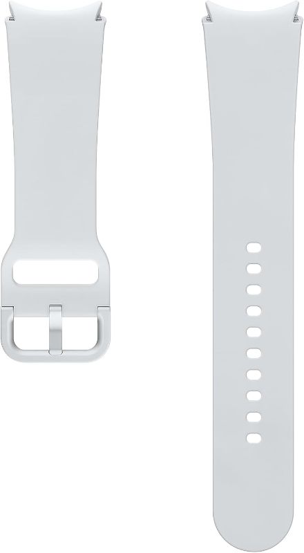 Photo 1 of SAMSUNG Galaxy Watch 6, 5, 4 Series Sport Band with T-Buckle Closure for Active Men and Women, FKM Smartwatch Replacement Strap, One Click Attachment, Medium/Large, ET-SFR94LSEGUJ, Silver