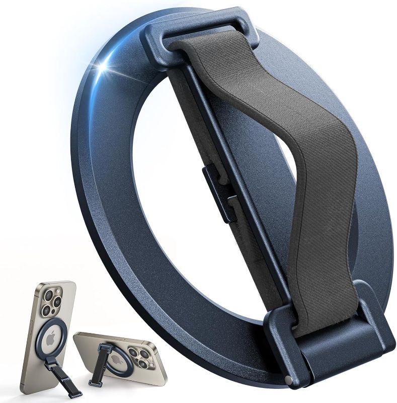 Photo 1 of SUPERONE 2025 Upgrade for MagSafe Phone Grip with Finger Strap, Removable Magnetic Ring Holder with Kickstand Finger Loop, MagSafe Accessories for iPhone 17/16/15/14/13/12 Series, Blue
