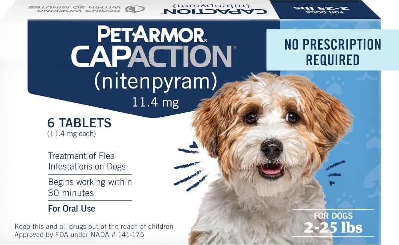 Photo 1 of PetArmor CAPACTION (nitenpyram) Oral Flea Treatment for Dogs, Fast Acting Tablets Start Killing Fleas in 30 Minutes, Dogs 2-25 lbs, 6 Doses