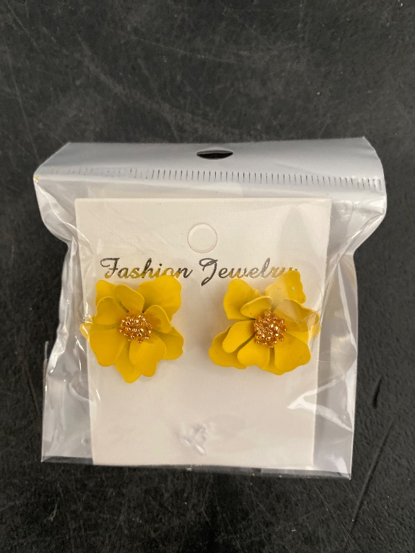 Photo 1 of Boho Flower Stud Earrings with White Pearl - Daisy Dangle Drop Earrings with Gold Flower Bud