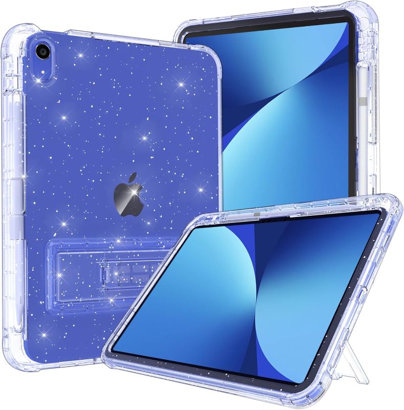 Photo 1 of Rantice Case for iPad 11-Inch (A16) 11th Generation 2025 / iPad 10th Generation Case, Pencil Holder & Kickstand - Slim, Glittery and Shockproof Bumper for Women and Girls, Clear Glitter