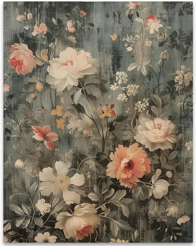 Photo 1 of Vintage Floral Wallpaper - 11x14 Unframed Print - Timeless Charm for Every Room - Nostalgic Elegance, Boho Decor, Antique Style Print, Wall Art for Living Room, Bedroom, or Office