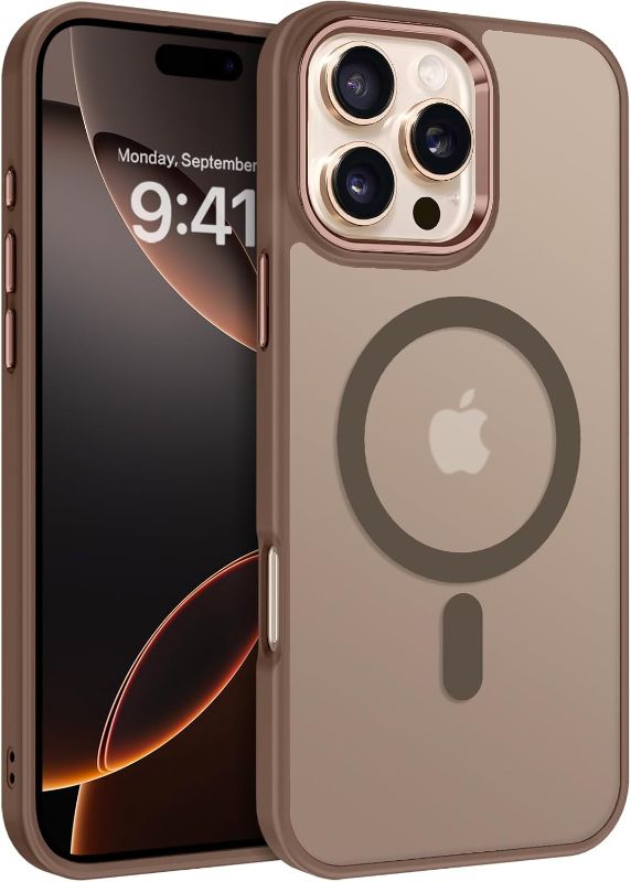 Photo 1 of iPhone 16 Pro Case [Compatible with Magsafe] Magnetic Matte Phone Case iPhone 16 Pro Translucent Slim Shockproof Women Men Protective Cover Cases for iPhone 16 Pro 6.3", Desert Titanium