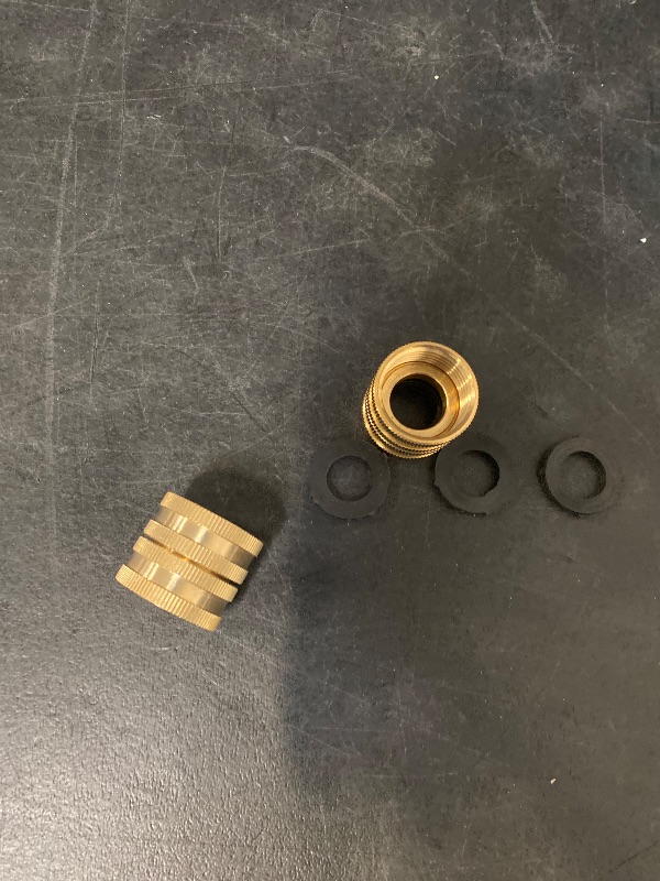 Photo 1 of 2 Pack 3/4" Brass Garden Hose Connector with Dual Swivel for Male Hose to Male Hose, Double Female