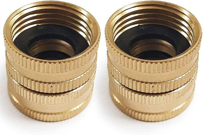 Photo 1 of 2 Pack 3/4" Brass Garden Hose Connector with Dual Swivel for Male Hose to Male Hose, Double Female