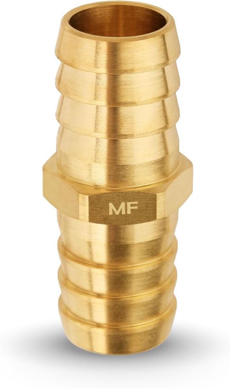 Photo 1 of MAACFLOW Brass 3/4" Hose ID Barb Barbed Fitting Splicer Repair (Barb OD 0.79") (Pack of 1)