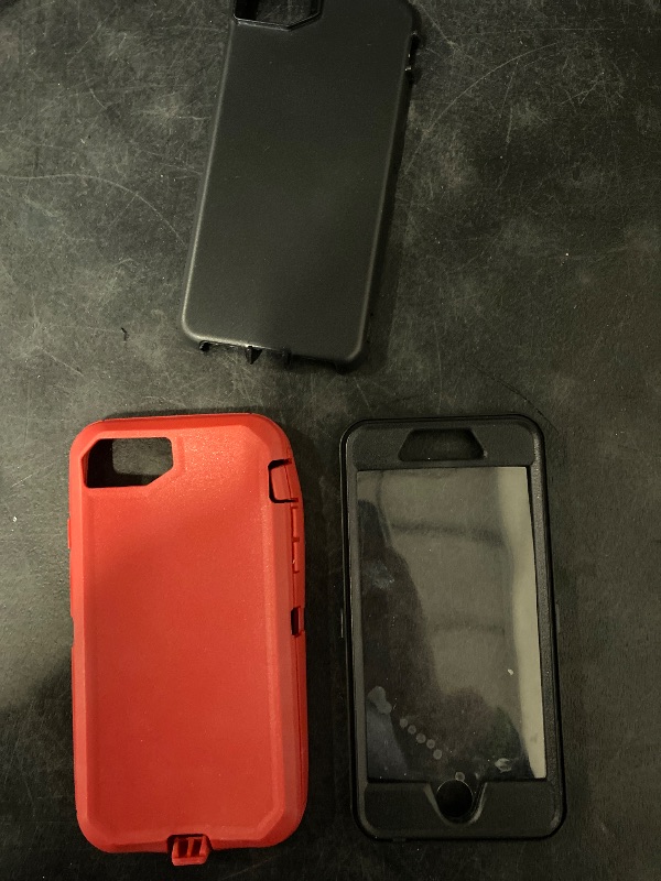 Photo 1 of iPhone SE 2022/2020 Case, for iPhone 8/7 Case Heavy Duty Rugged Shockproof Dual Layer Protective Shell Sports Anti-Scratches Non-Slip Bumper Hybrid Armor Back Cover Phone Cases, Red/Black