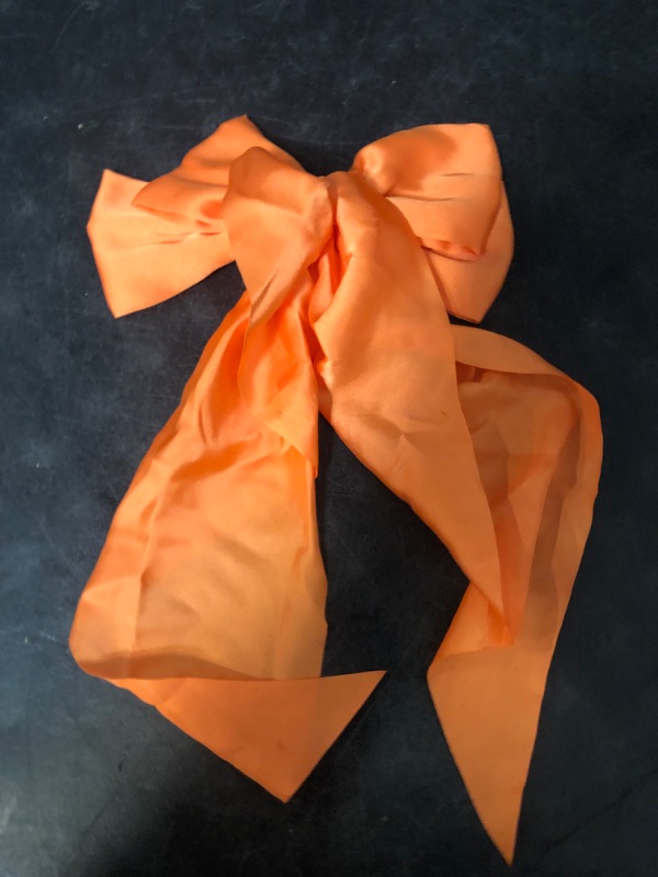 Photo 1 of Orange Hair Bow for Women Girls, Big Satin Bow Clip with Long Tail Orange Hair Accessories