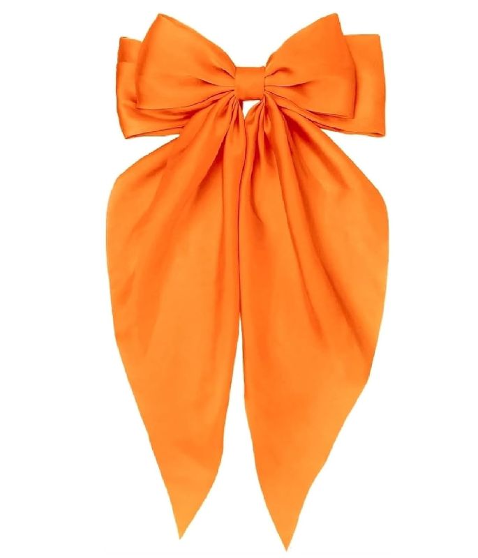 Photo 1 of Orange Hair Bow for Women Girls, Big Satin Bow Clip with Long Tail Orange Hair Accessories