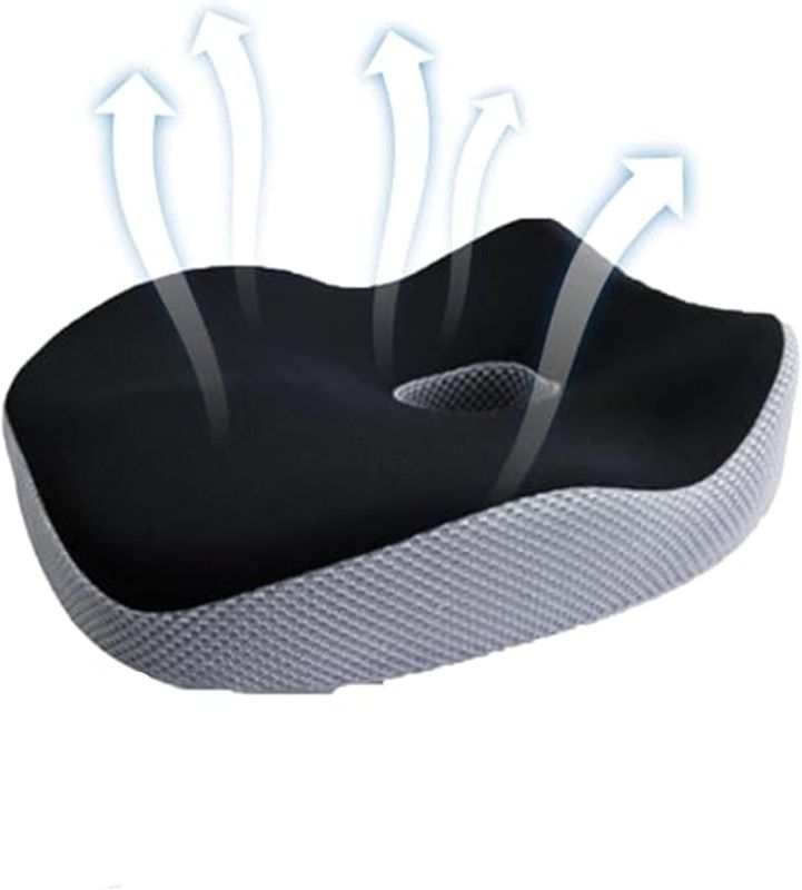 Photo 1 of Car Seat Booster Cushion, 2025 Phonery Thick Large Size Sooth+Ergonomic Memory Foam Car Seat Cushion for Shorter Drivers and Sedentary Users (Grey-Black, 5.5in(height))