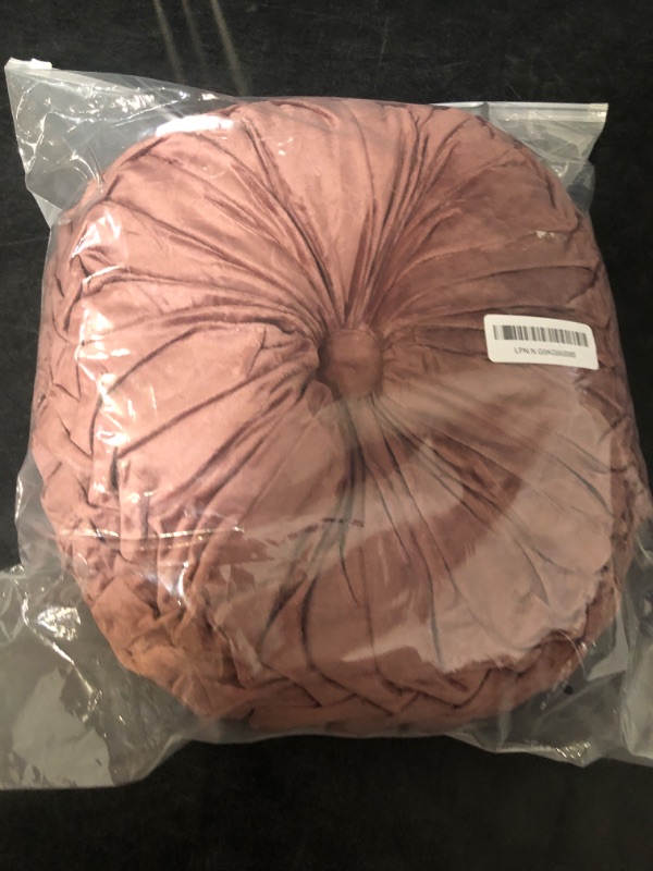 Photo 1 of Round Throw Pillow Velvet Home Decoration Pleated Round Pillow Cushion for Couch Chair Bed Car Blush