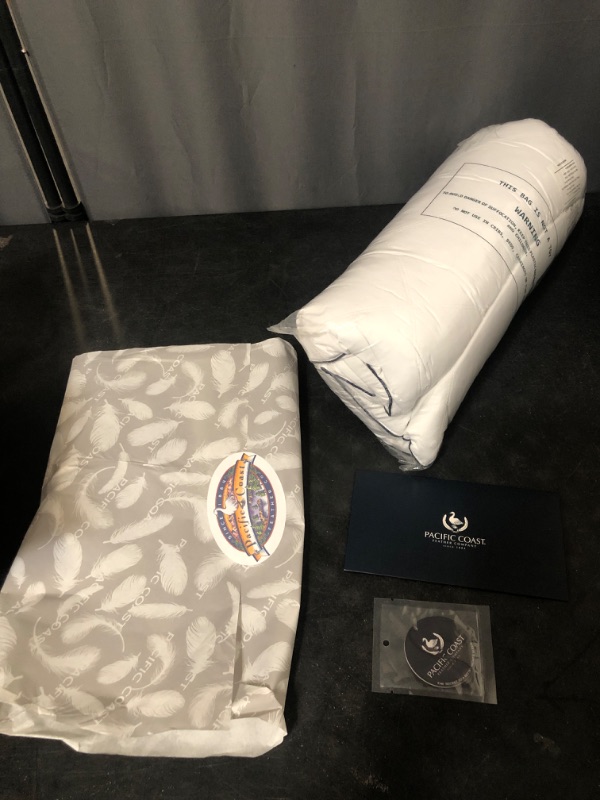Photo 1 of Pacific Coast Bed Pillow, Luxury Hotel Collection Goose Feather and Down Pillow for Sleeping with Classic Diamond Pattern, Medium Supportive, Standard Size 1 Pack