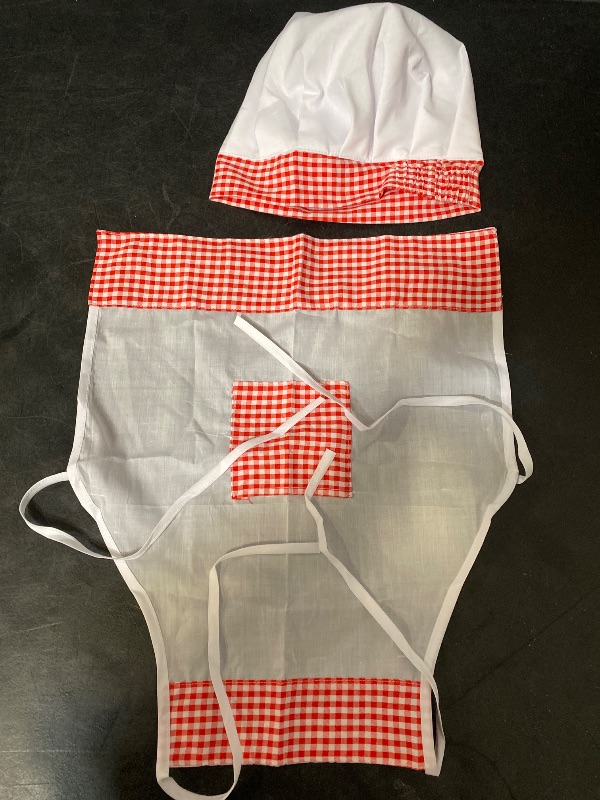 Photo 1 of 2PCS Grid Baby Apron, Newborn Baby Chef Photography Babys Cook Outfit Babys Girls Apron Costume with Adjustable Chef Hat for 8-24 Months Infant Photography Photo Memory