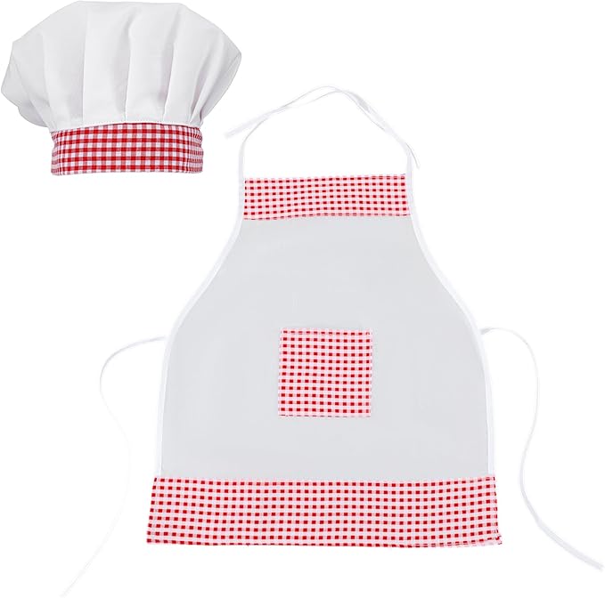 Photo 1 of 2PCS Grid Baby Apron, Newborn Baby Chef Photography Babys Cook Outfit Babys Girls Apron Costume with Adjustable Chef Hat for 8-24 Months Infant Photography Photo Memory