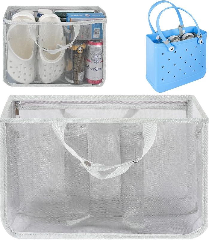 Photo 1 of Beach Bag Organizer for Bogg Bag, Tote Bag Organizer Insert, Lightweight Mesh Divider with Zipper Pocket & 5 Compartments, Accessories Insert for Medium Bogg Tote