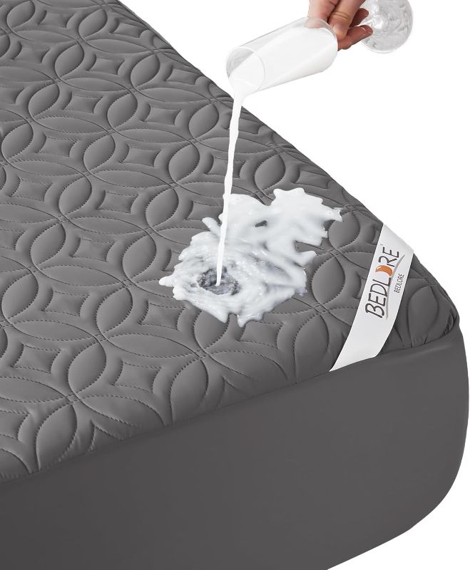 Photo 1 of BEDLORE Waterproof Mattress Protector, Queen Size Mattress Pad Noiseless with Deep Pocket 6"-18" Depth, Soft Breathable Dirt-Proof Bed Mattress Cover Washable for Home, Bedroom, Hotel (Gray)