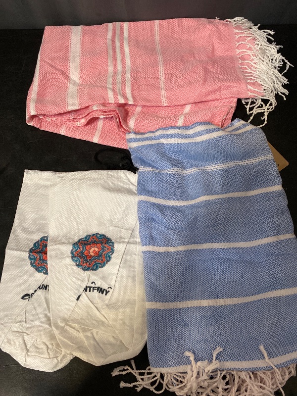 Photo 1 of 2 Packs Turkish Beach Towels Vacation Essentials Quick Dry Sand Free Soft Absorbent Extra Large Xl Big Blanket Adult Oversized Bath Pool Swim Towel Lightweight Thin Sandless Compact No Sand Packabl