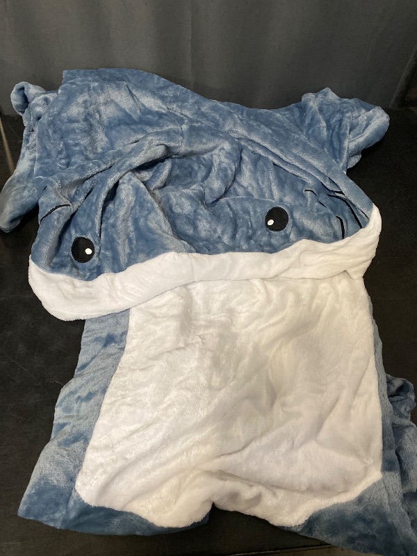 Photo 1 of L Shark Blanket Hoodie Onesie for Adult & Kid, Wearable Shark Sleeping Bag, Soft Cozy Onesie Costume