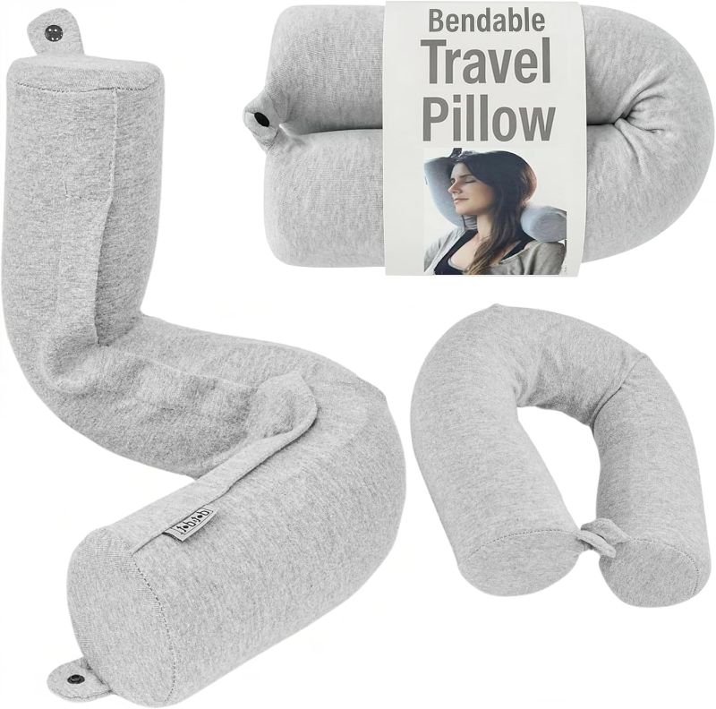Photo 1 of Dot&Dot Twist Memory Foam Travel Pillow for Airplanes - Travel Neck Pillow for Sleeping - Airplane Pillow for Neck Support, Chin, Lumbar and Leg - Adjustable, Bendable Neck Roll Pillow