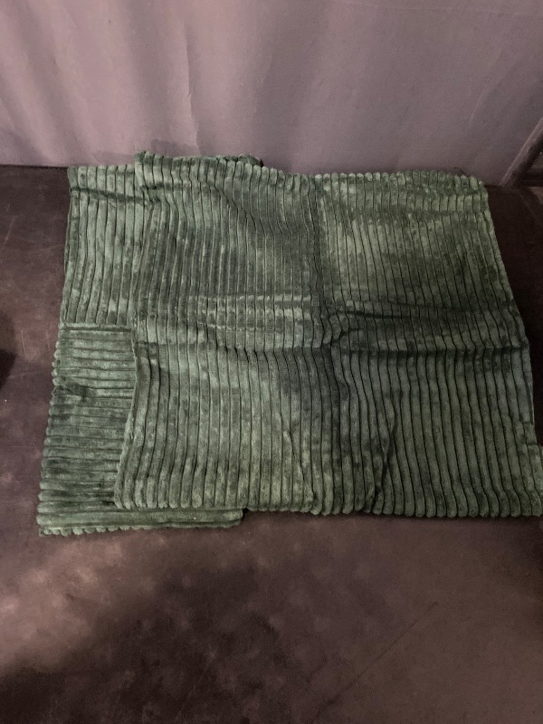Photo 1 of Fancy Homi Set of 2 Dark Green Boho Decorative Throw Pillow Covers 18x18 Inch for Living Room Couch Bed, Modern Farmhouse Forest Green Home Decor, Soft Textured Corduroy Corss Patchwork Cushion Case