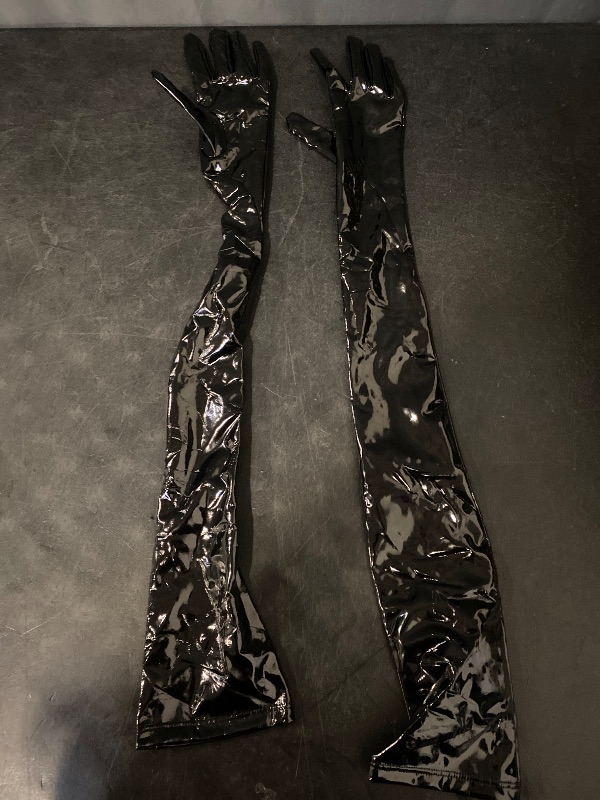 Photo 1 of Women Long Gloves Patent Leather Gloves for Costume Photoshoot