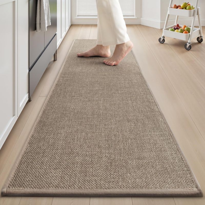 Photo 1 of Kitchen Mats for Floor-Anti Fatigue Kitchen Rugs Non Slip Washable Super Absorbent, Soft Durable Woven Kitchen Runner Rug Easy to Clean, Comfort Kitchen Floor Mat for Sink Laundry 20"x47" Tan