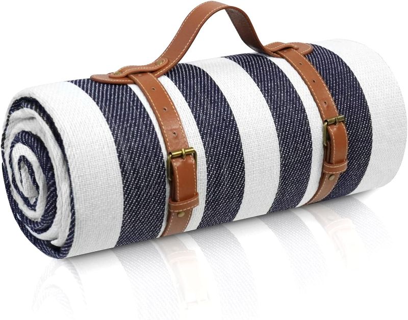 Photo 1 of sapsisel 80”x 80” Picnic Blanket Extra Large, Waterproof and Foldable Beach Blanket, 3-Layer Outdoor Blanket for 6 to 8 Adults, for Camping, Park, Beach, Grass, Indoors