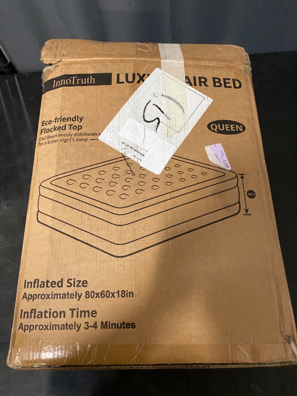 Photo 1 of InnoTruth Air Mattress Queen with Built in Pump, Inflatable Mattress Blow up Mattress, Family Choice Award Winner, 18" Colchones Inflables Foldable Air Bed for Guest & Home, Ideal for Camping, 650lbs