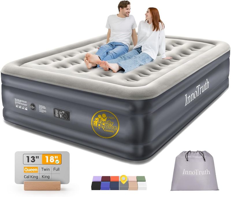 Photo 1 of InnoTruth Air Mattress Queen with Built in Pump, Inflatable Mattress Blow up Mattress, Family Choice Award Winner, 18" Colchones Inflables Foldable Air Bed for Guest & Home, Ideal for Camping, 650lbs